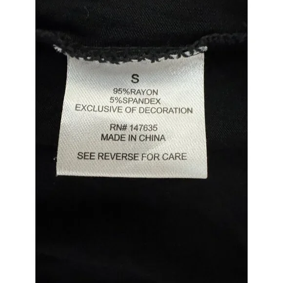 Romeo & Juliet Black Short Sleeve T-Shirt Top Sequin Heart Lightning Bolt Size S - Picture 5 of 9